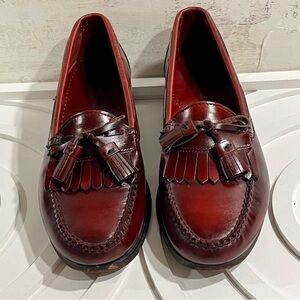 Vtg NORDSTROM Leather Kiltie Tassel Loafers‎ Men's 9.5 B Shoes 47822 Oxblood USA